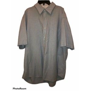 lands end mens button down short sleeve XL 17-17 1/2 Green Pink Striped Shirt